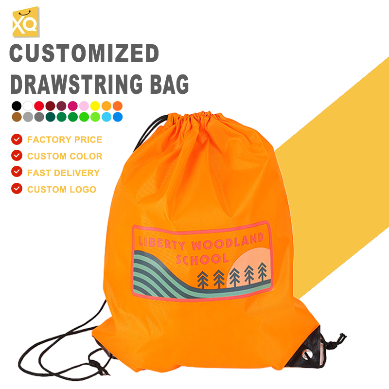 Luxury Style Polyester Drawstring Backpack Cinch Bags with Strings for Women and Men