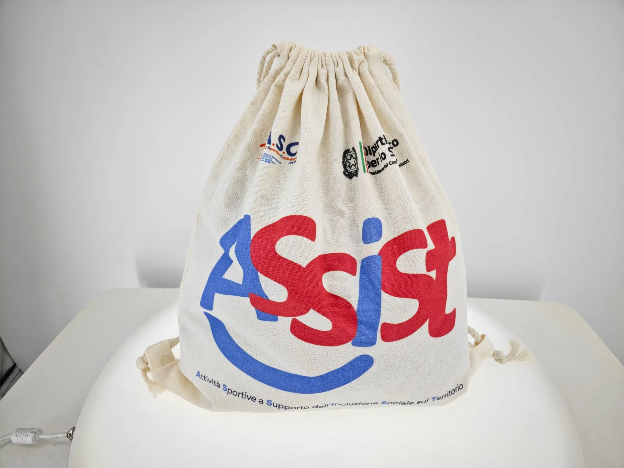 AI-MICH Cotton Drawstring Bags Recycle Linen Bag Custom Logo Canvas Bag