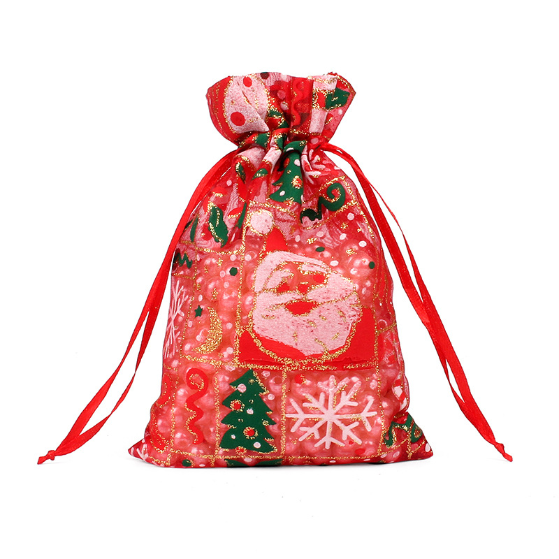 Custom Packaging Fashion Personalized Silk Jewellery Microfiber Shinning Printed Christmas Snowman Small Pouch Gift Bag Drawstring Cosmetic Bag Jewelry Pouch