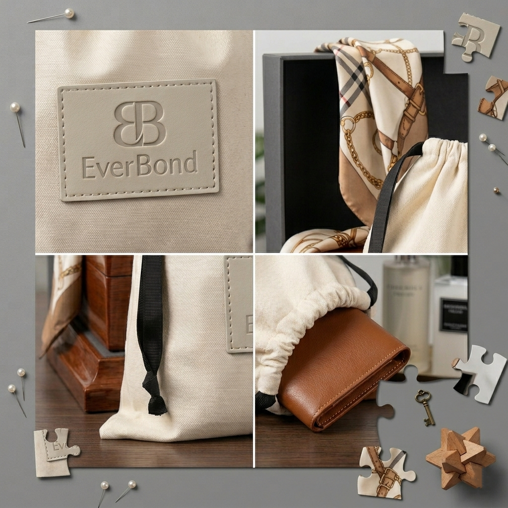 Premium Custom Logo Cotton Canvas Drawstring Bag Luxury Velvet Gift Pouches For Jewelry Handbag Purse Packaging Dust Bag