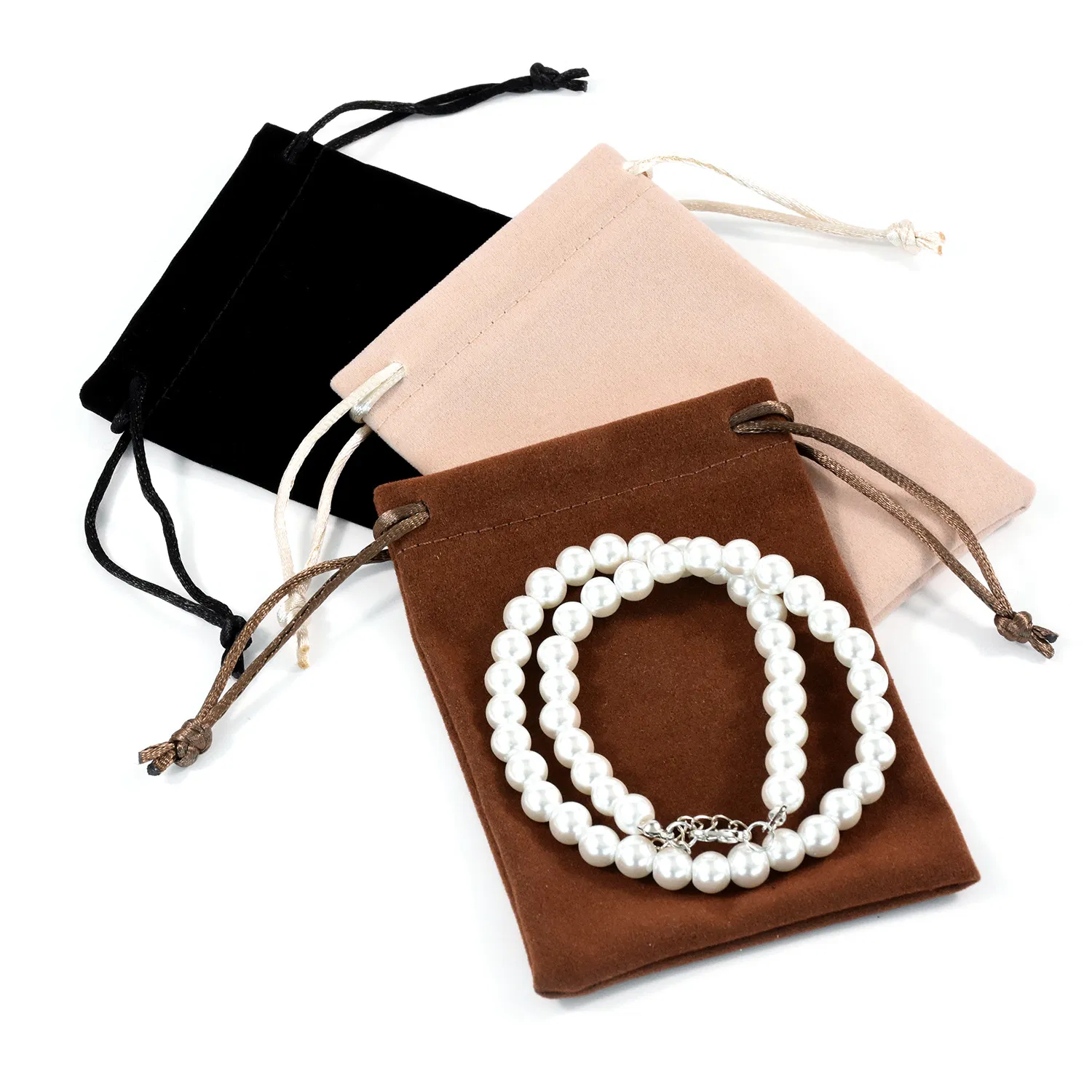 Small Velvet Jute Linen Jewelry Packaging Pouch Drawstring Bags with Custom Logos