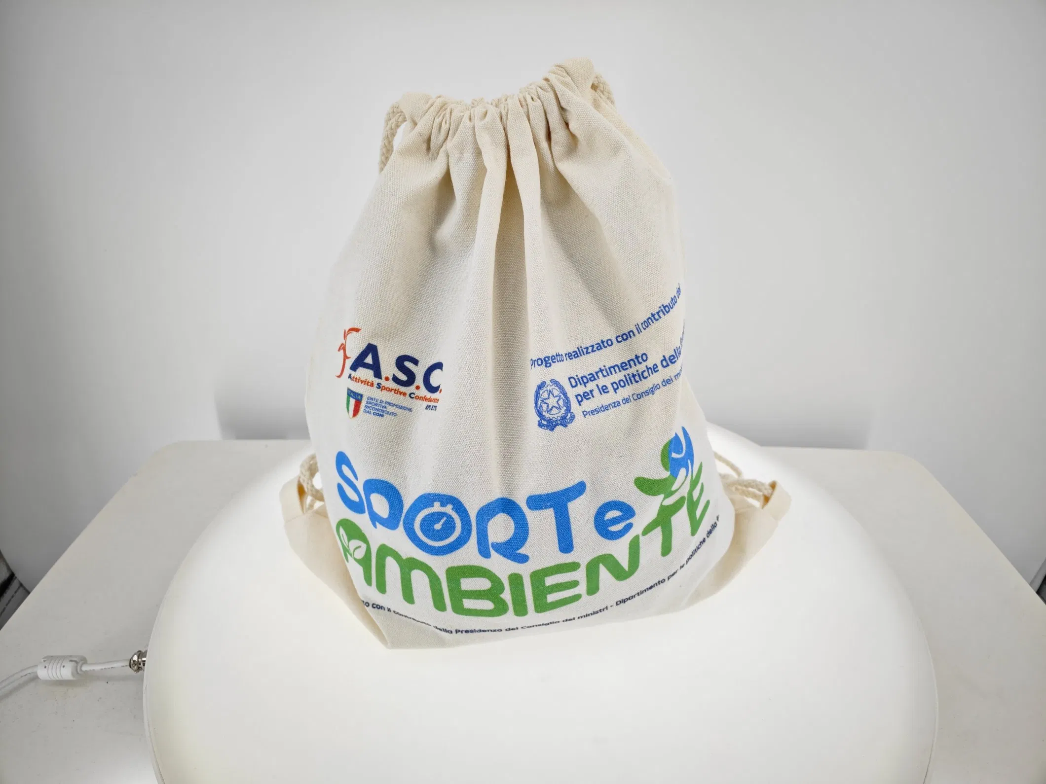 AI-MICH Cotton Drawstring Bags Recycle Linen Bag Custom Logo Canvas Bag
