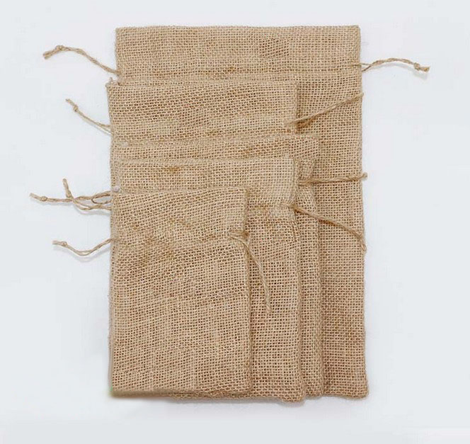 Top Quality Portable Custom Eco Friendly Shopping Bag Print Small Drawstring Jute Pouch Jewelry Jute Coffee Bag Reusable Jute Dust Bag