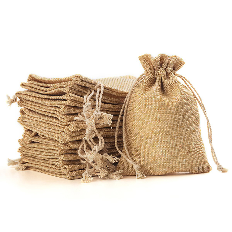 Cheap Party Favor Festival Presents Burlap Jewelry Pouches Small Jute Drawstring Bag