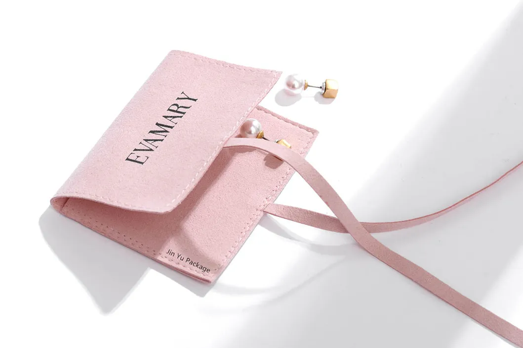 Custom Envelope Suede Leather Drawstring Gift Jewelry Pouch Manufacturer