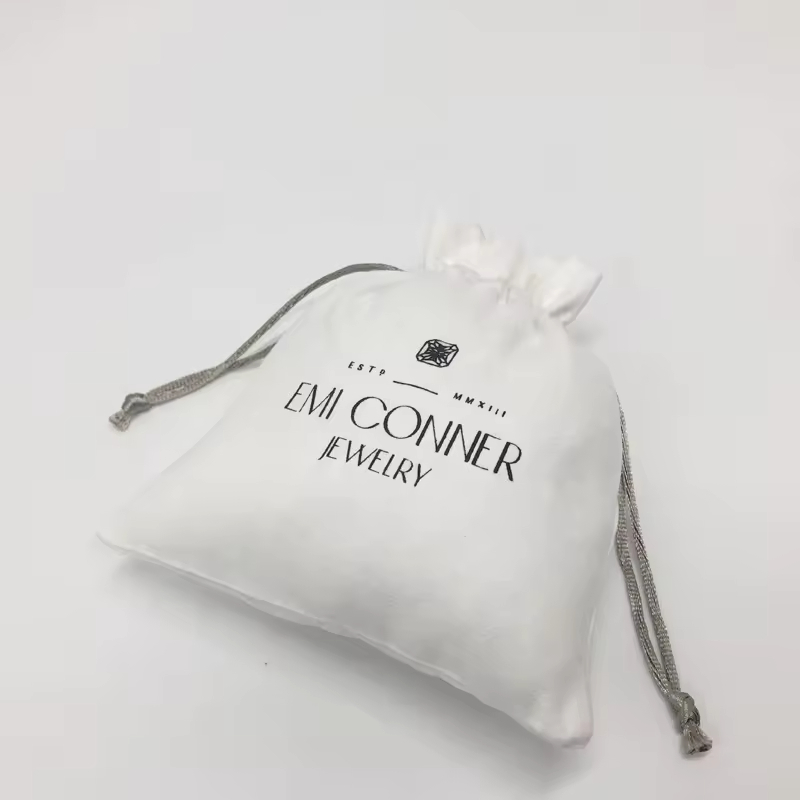 White Soft Velvet Suede Jewelry Pouch Small Fabric Jewelry Drawstring Bag