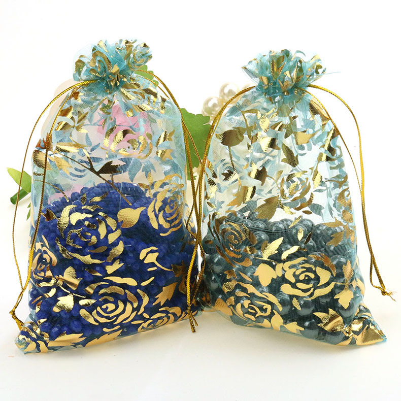 Organza bag with rose printing