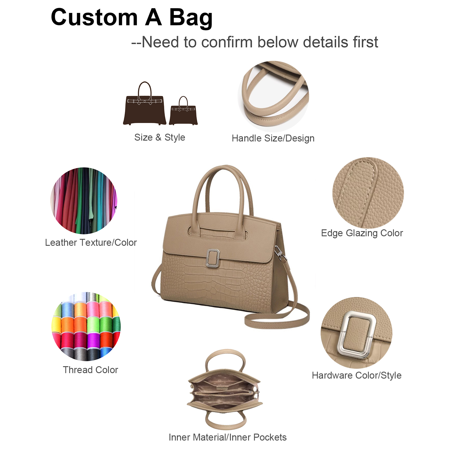 High Quality Genuine Leather Lady England Women's Bucket Bag-Fashion Basket Shape Handbag Litchi Texture Drawstring Closure