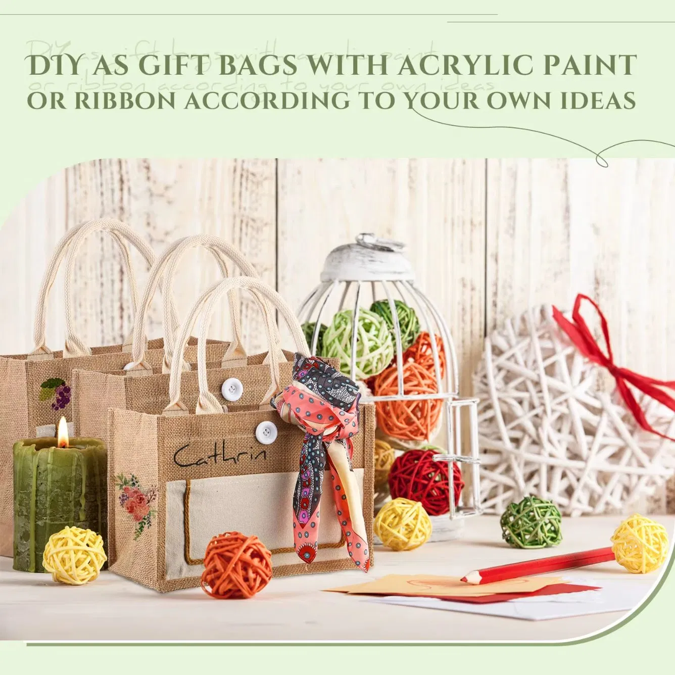 Custom Printed Canvas Jute Burlap Gift Bag Ideal for Wedding Favors Corporate Gifts Casual Outings