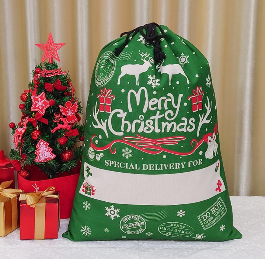 Christmas Decoration Gift Bag Santa Drawstring Pouch Cotton Bag Jute Bag