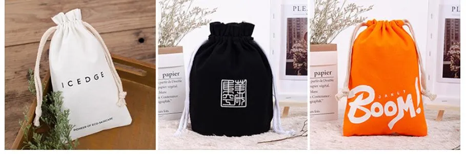 Wholesale Custom Cotton Gift Package Canvas Drawstring Bag