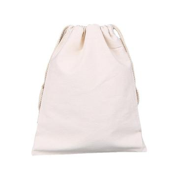 Customized Logo Natural Canvas Cotton Drawstring Bag Pouch Silk-Screen Single Double String Bag