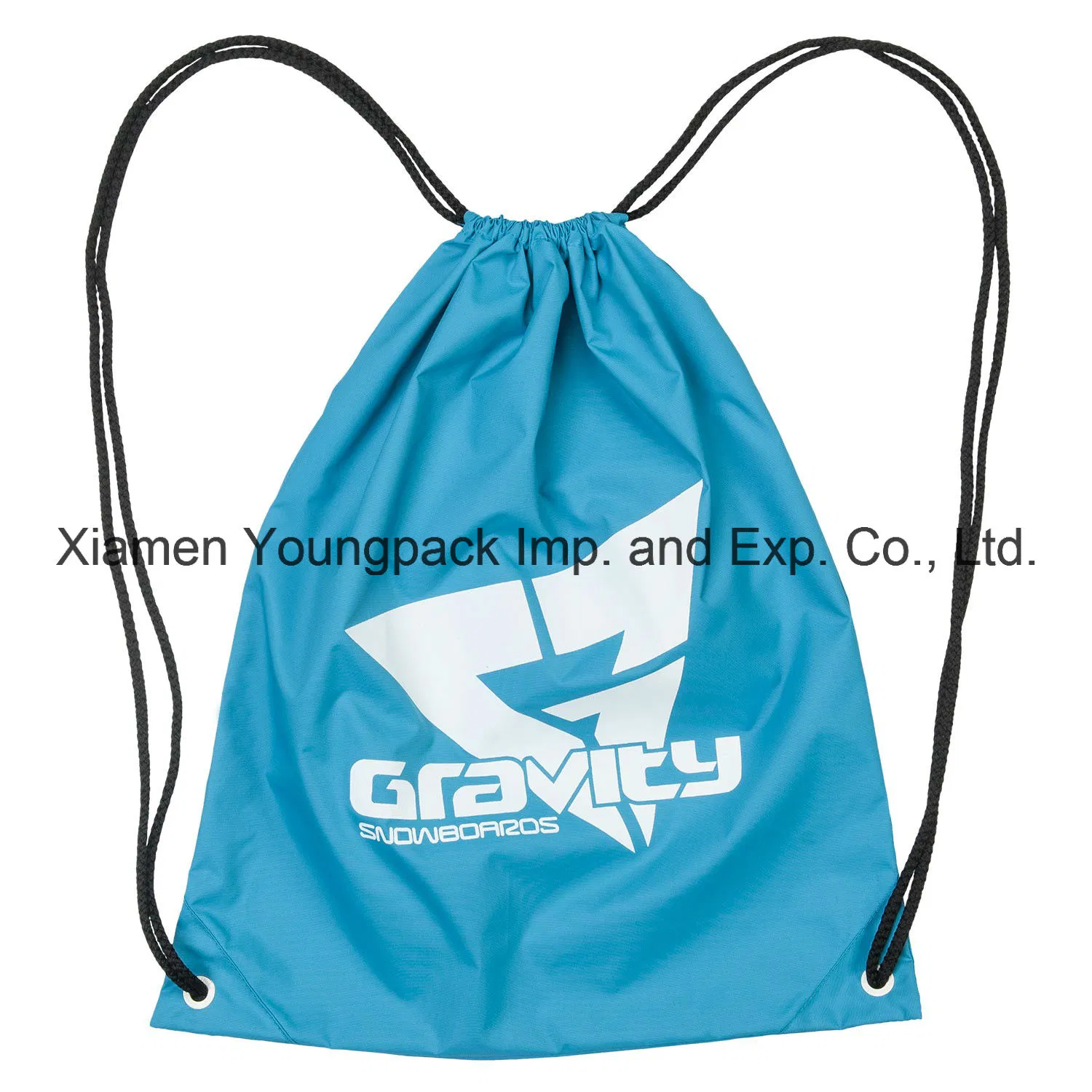 Personalized Custom Lightweight Blue Nylon Drawstring Cinch up Backpack