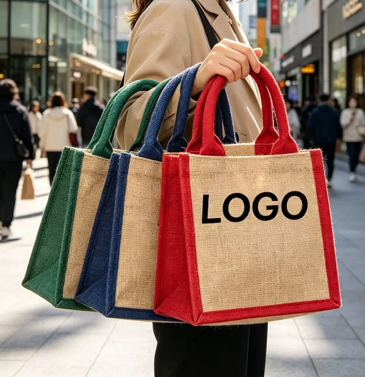 2026 Custom Printed Burlap Colorful Bags Fashion Decorative Bags Custom Design Shopping Bags Fashion Burlap Wedding Favor Jute Tote Bags