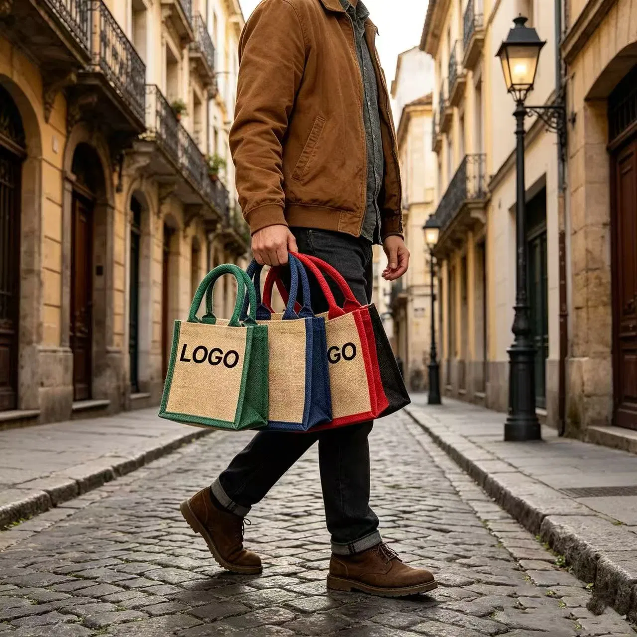 2026 Custom Printed Burlap Colorful Bags Fashion Decorative Bags Custom Design Shopping Bags Fashion Burlap Wedding Favor Jute Tote Bags