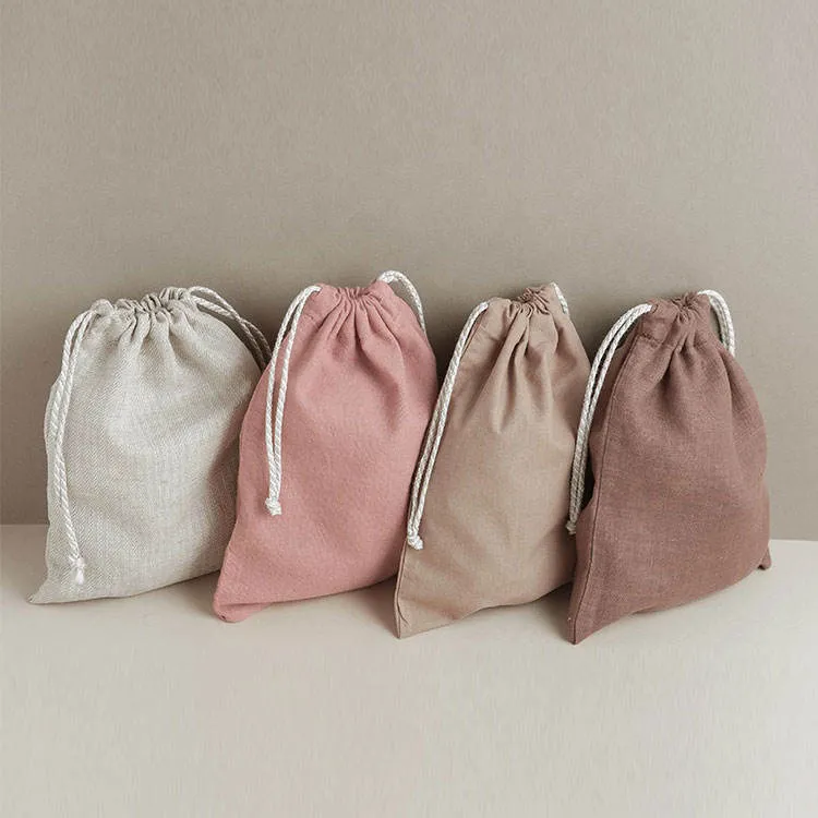 Custom Personalized Logo Printed Gift Canvas Cotton Double String Handbag Shoe Dust Drawstring Bag