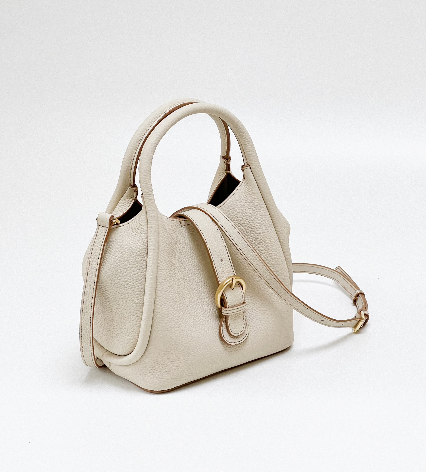 Women's Full-Grain Leather Drawstring Bucket Bag - 21x15x19cm Purse (3 Colors) with Metal Buckle for Daily/Date/Commuting