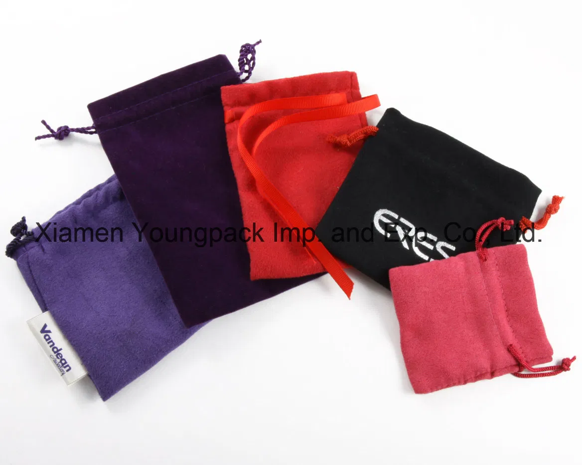 Wholesale Custom Printed Personalized Promotional Small Jewellery Drawstring Bag Suede Jewelry Gift Pouches