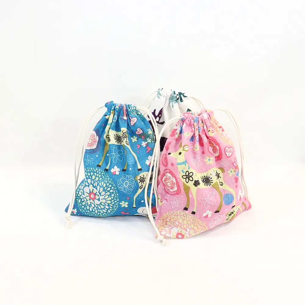 Fashion Fabric Waterproof Velvet Gift Pouch Shopping Custom Canvas Christmas Nylon Drawstring Bag