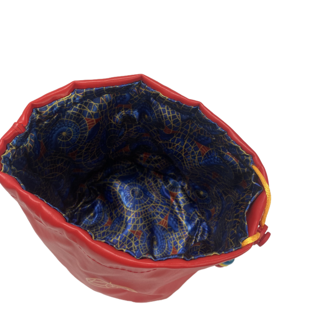 High Quality Recycled Leather Drawstring Bag Red Black Color Polyurethane Leather Bag