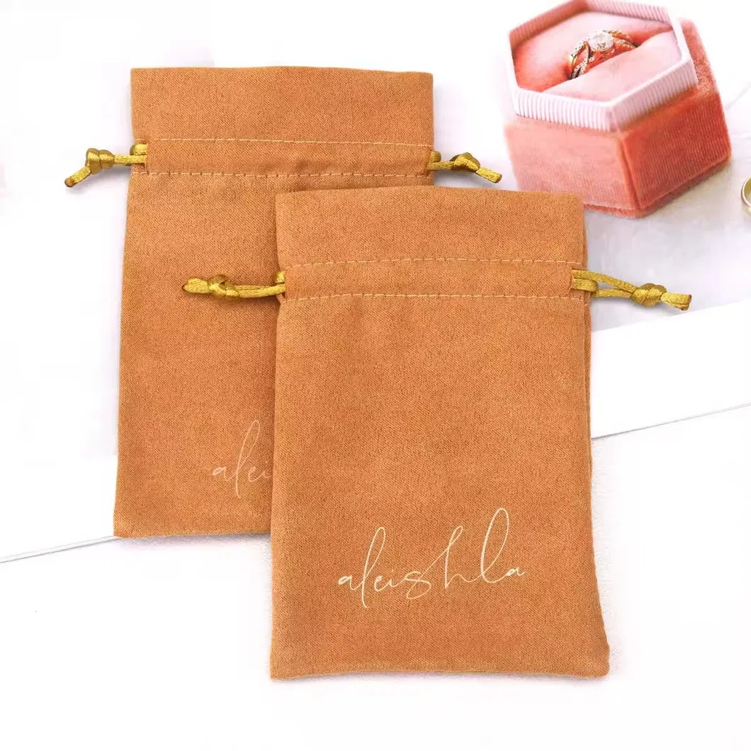 Custom Logo Printing Small Jewelry Packaging Suede Pouch