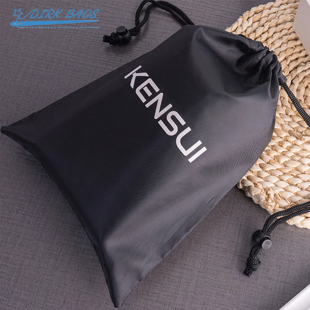Custom Printed Reusable Black Twill Polyester Fabric Drawstring Packaging Bag Pouch Image 8