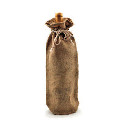 Eco-Friendly Single Bottle Jute Wine Bags with Drawstring