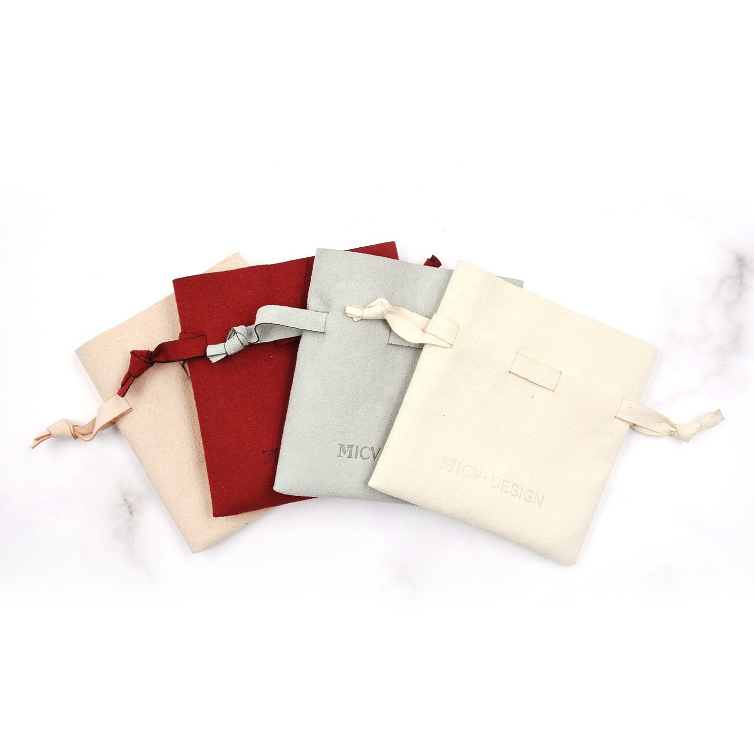 Bestpackaging Drawstring Jewelry Pouch Suede Jewel Packaging Bag Custom logo Jewelri Gift Bag Microfibre Leather