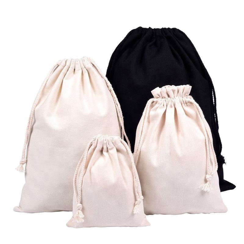 Wholesale Cheap Cotton Canvas Tote Bag Shoe Satin Drawstring Bag Custom Logo