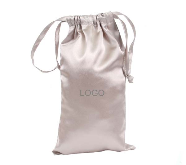 Pink Satin Gift Bag Packaging Jewelry Pouch Pure Silk Drawstring Pouch Eye Mask Sachet Print Logo