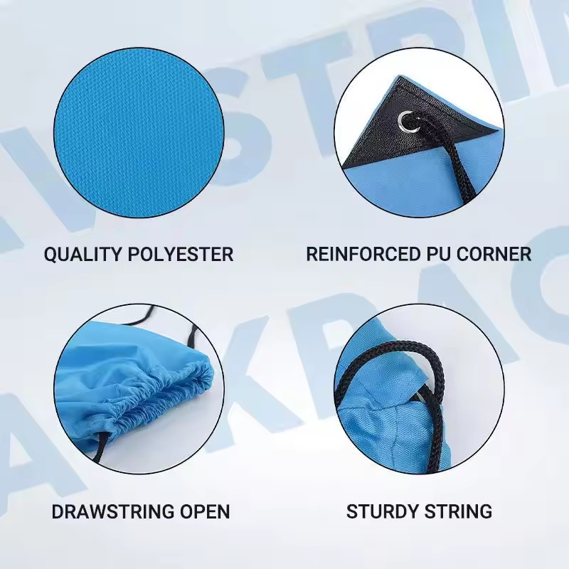210D Polyester Drawstring Backpack Bag Promotional String Cinch Drawstring Bag for Swimming Sports Waterproof Foldable Portable