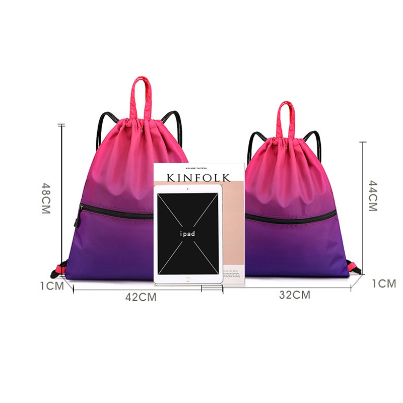 Polyester Drawstring Bag Nylon Carry Draw String Gift Gym Sports Backpack Bag