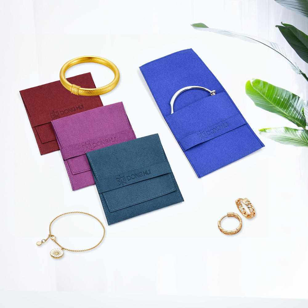 Eastsunshine Hot Sale OEM Customizable logo Flap Gift Jewelry Pouch High Quality Microfiber Leather Envelope Jewelry Pouch