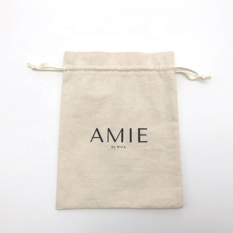 Custom Logo Muslin String Bag Eco Cotton Canvas Drawstring Pouch Bag for Gift