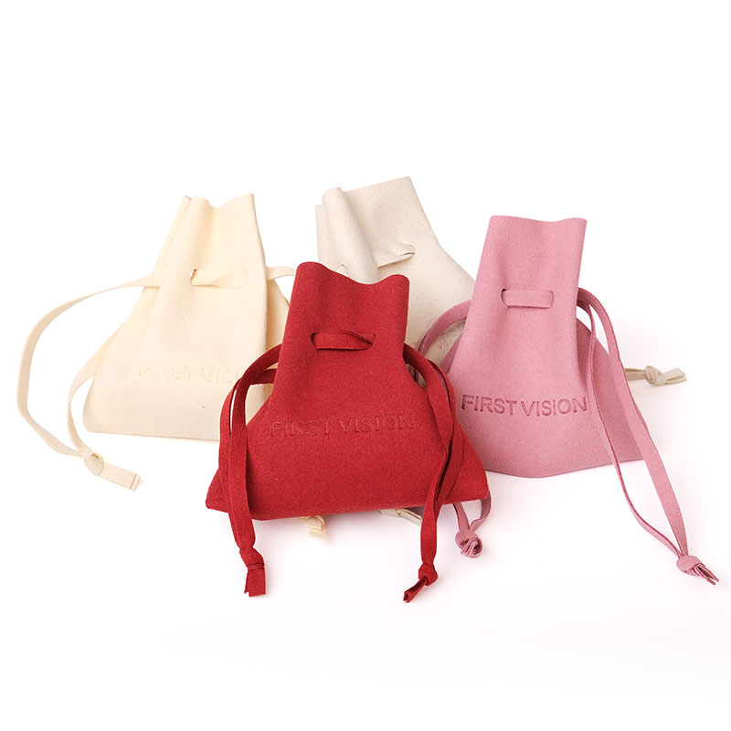 Custom Earring Drawstring Microfiber Jewelry Packaging Velvet Gift Shopping Dust Pouches Bags with Logo for Bracelet Jewellery