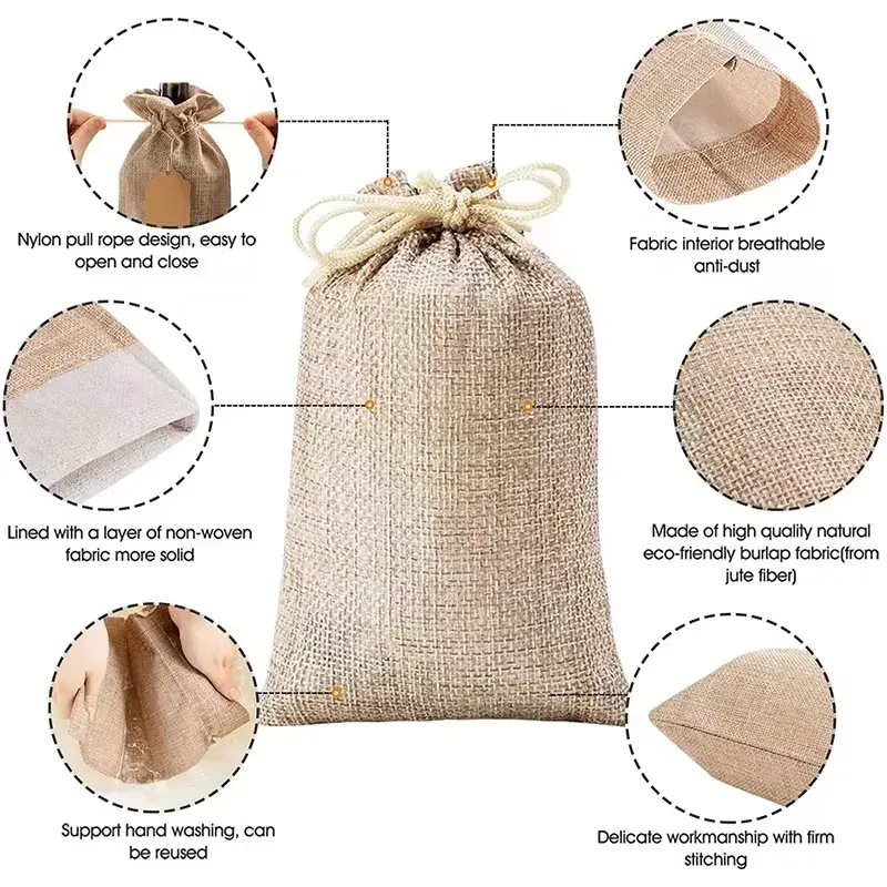 Custom Logo Burlap Gift Bags