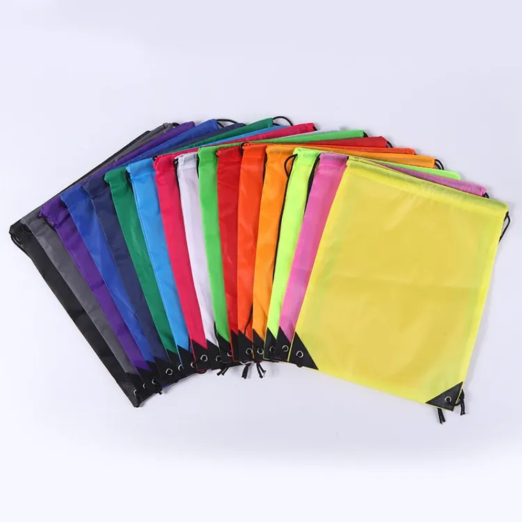 Wholesale 210d Sports Waterproof Polyester Nylon Drawstring Backpack Promotional for Kids