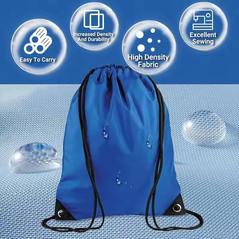 210D Polyester Drawstring Backpack Bag Promotional String Cinch Drawstring Bag for Swimming Sports Waterproof Foldable Portable