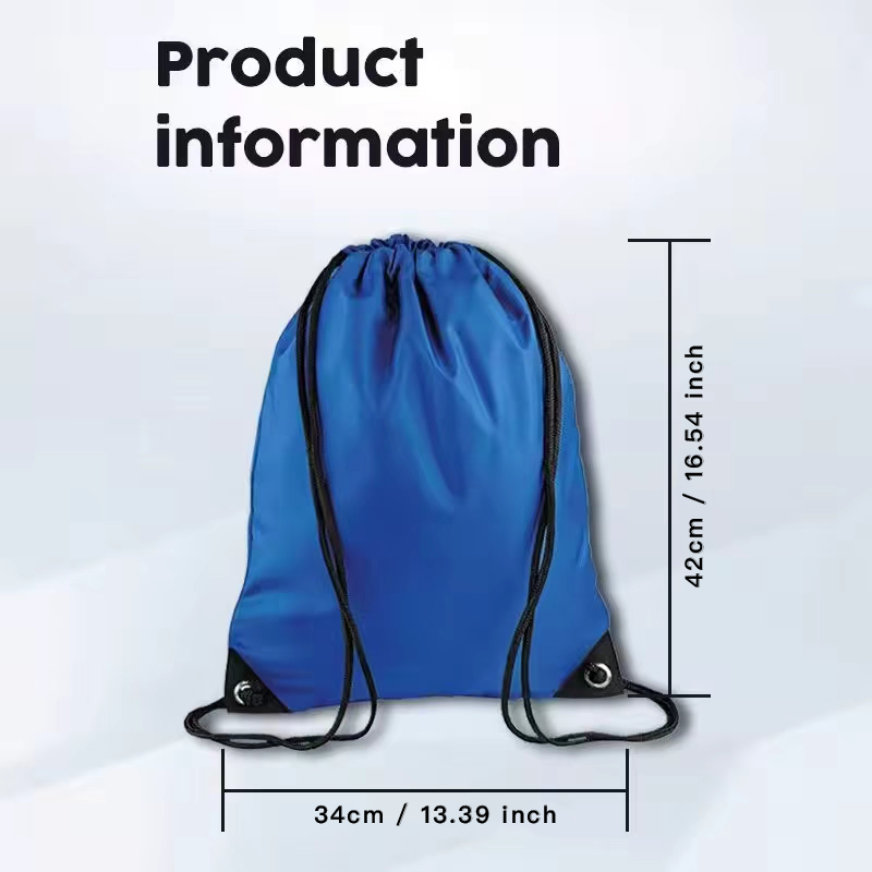 210D Polyester Drawstring Backpack Bag Promotional String Cinch Drawstring Bag for Swimming Sports Waterproof Foldable Portable