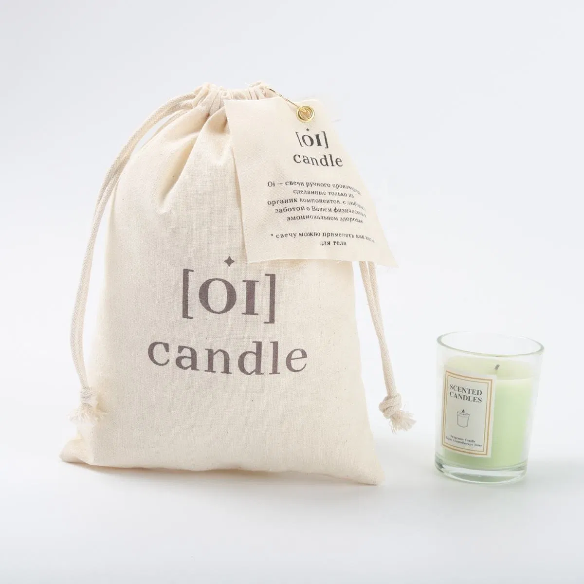 Round Cotton Linen Canvas Gift Drawstring Dust Bag