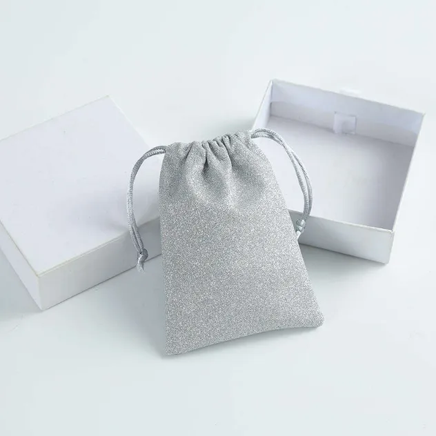 Wholesale Custom Printed Personalized Promotional Small Jewellery Drawstring Bag Suede Jewelry Gift Pouches