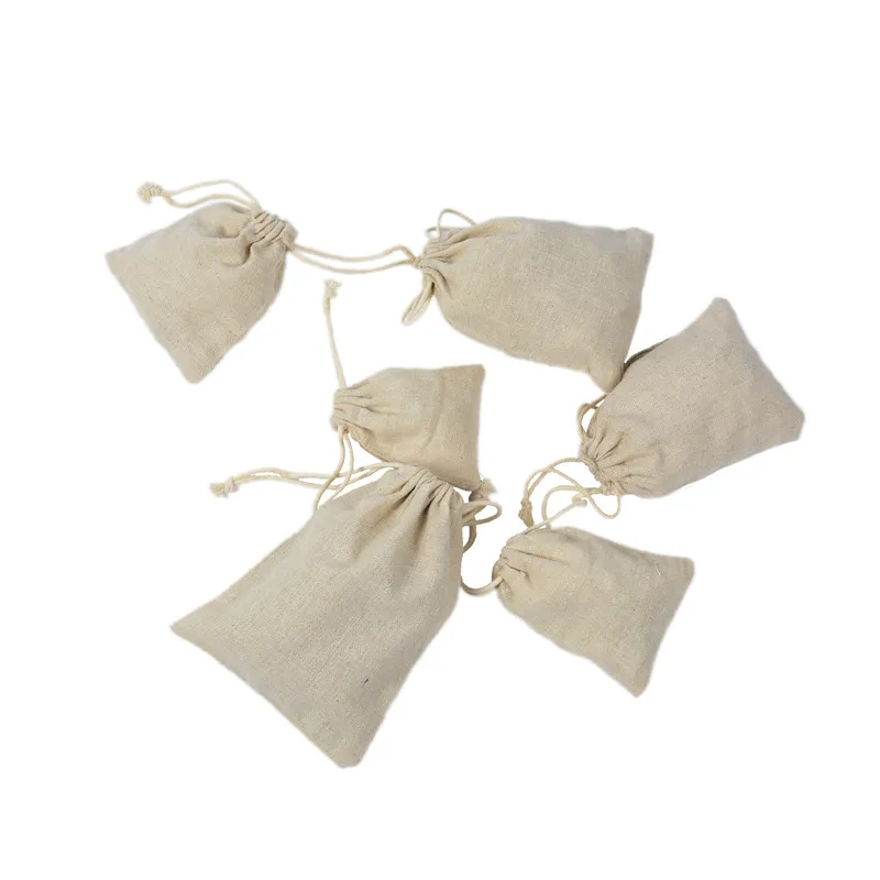 Wholesale Promotion Canvas Drawstring Gift Bag Practical Small Storage Bag Cotton and Linen