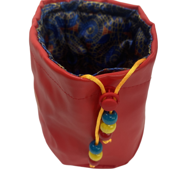 High Quality Recycled Leather Drawstring Bag Red Black Color Polyurethane Leather Bag