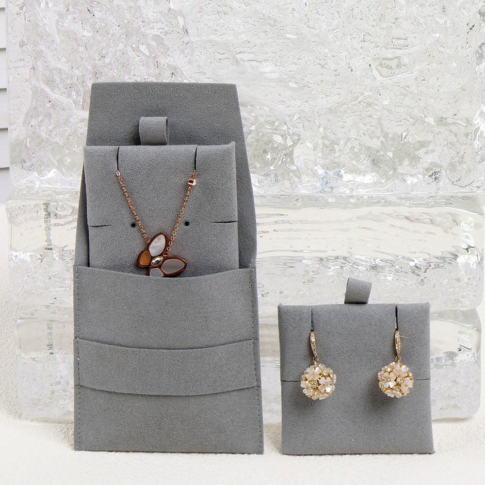 Custom Logo Printed Small Velvet Microfiber Pouch Suede Jewelry Gift Packaging with Insert Display