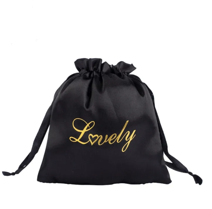 Custom Size Logo Lady Jewelry Drawstring Silk Satin Gift Dust Pouch