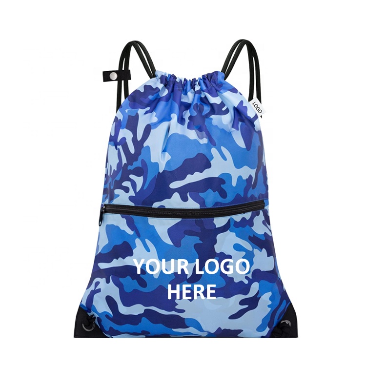 Custom Polyester Drawstring Bag Gym Sack Sports Cinch Bag Drawstring Backpack Storage Bags for Gym Traveling