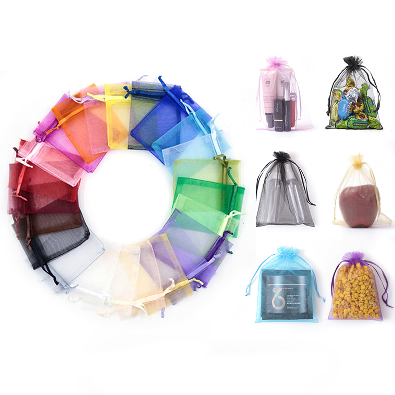 Custom Fashion Personalized Silk Jewelry Pouch Organza Bag Custom Gift Bag Mesh Fabric Bags Jewellery Cosmetic Microfiber Drawstring Bag Packaging Pouch