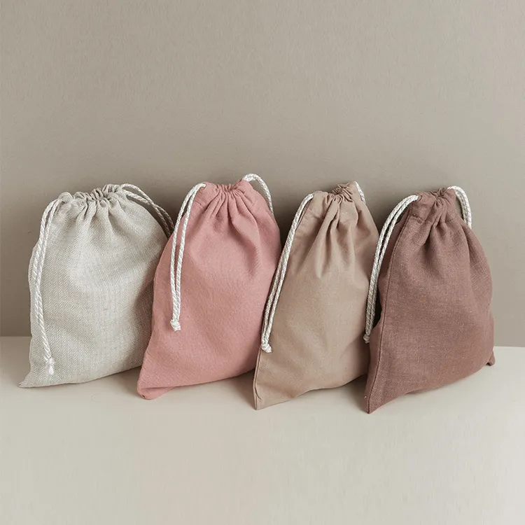 Wholesale Cheap Cotton Canvas Tote Bag Shoe Satin Drawstring Bag Custom Logo