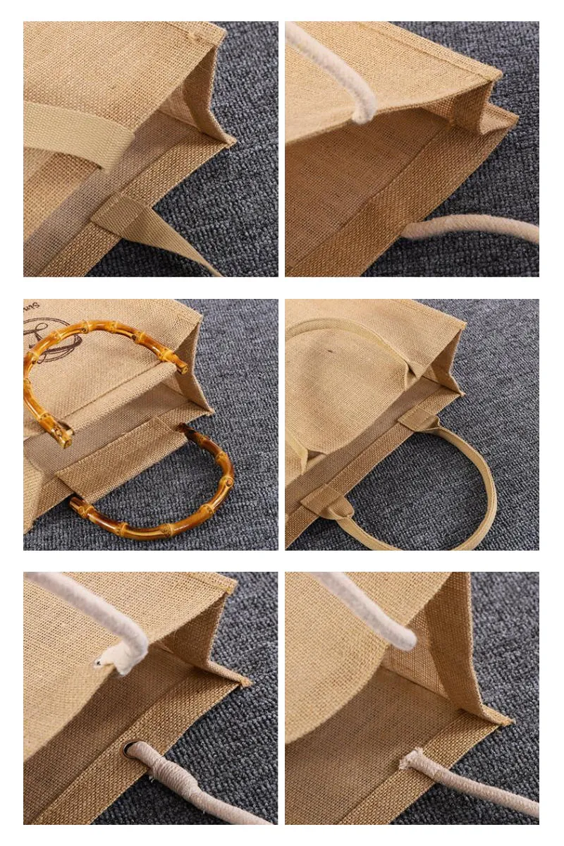 Mini Linen Gift Pouch Custom Printed Small Burlap Bag for Wedding Favors