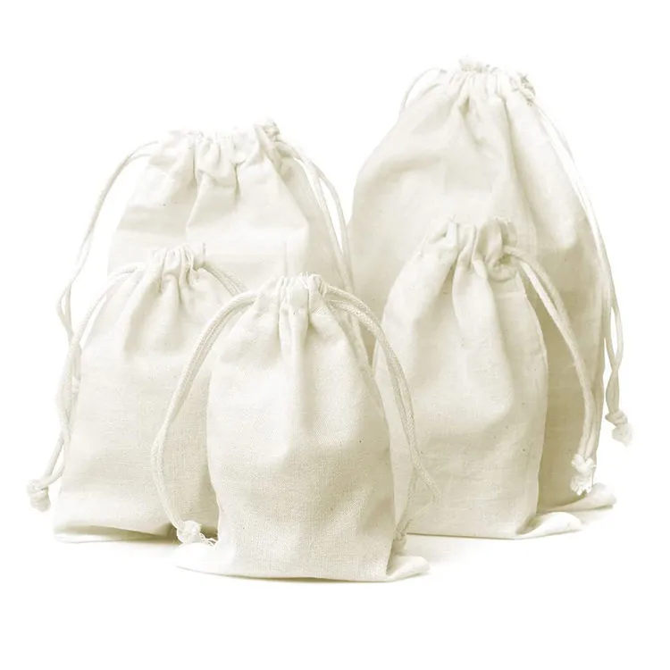 Custom Personalized Logo Printed Gift Canvas Cotton Double String Handbag Shoe Dust Drawstring Bag